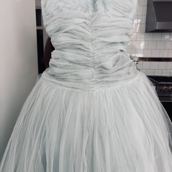 Stunning 50s Vintage Sea Foam Blue Tulle Dress - Picture 3 of 12
